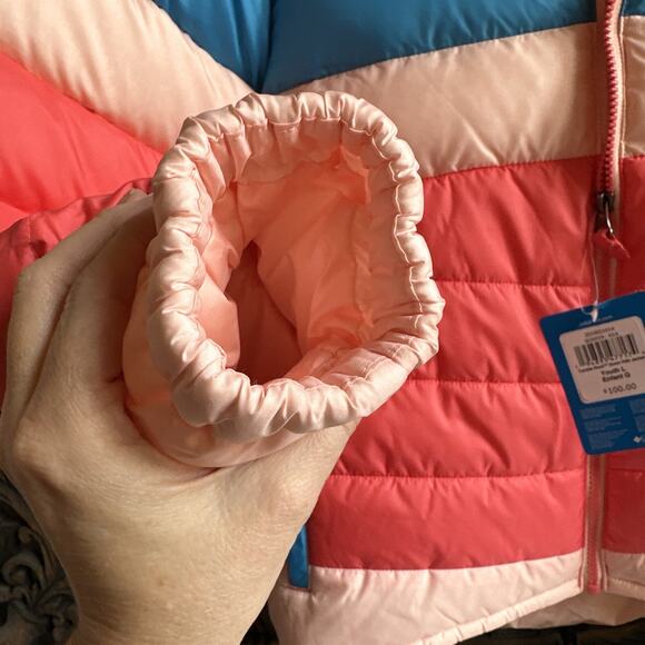 New Columbia Down Coat Hooded Tumble Rock™ Down Girl’s Large Pink Winter Jacket - Picture 6 of 11